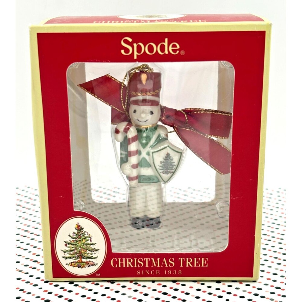 Spode Christmas Tree Soldier‎ Ornament Porcelain w/ Shield Candy Cane NOS 2013